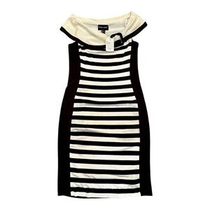 FRANK LYMAN DESIGN, NWT, WOMENS DRESS. SLEEVELESS, BLACK AND WHITE STRIPE.SIZE 6